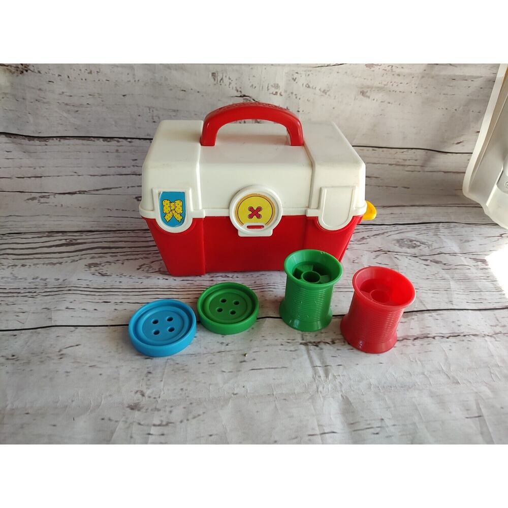 Fisher Price Baby's First Sewing Box w/ Spool Button Vintage 1992